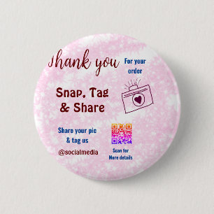 Snap tag share social media q r code glitter pink button