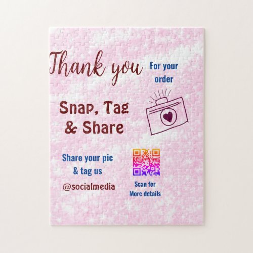 Snap tag share social media q r code glitter pink  jigsaw puzzle
