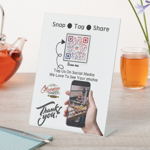 Snap Tag Share Social Media QR Code Pedestal Sign