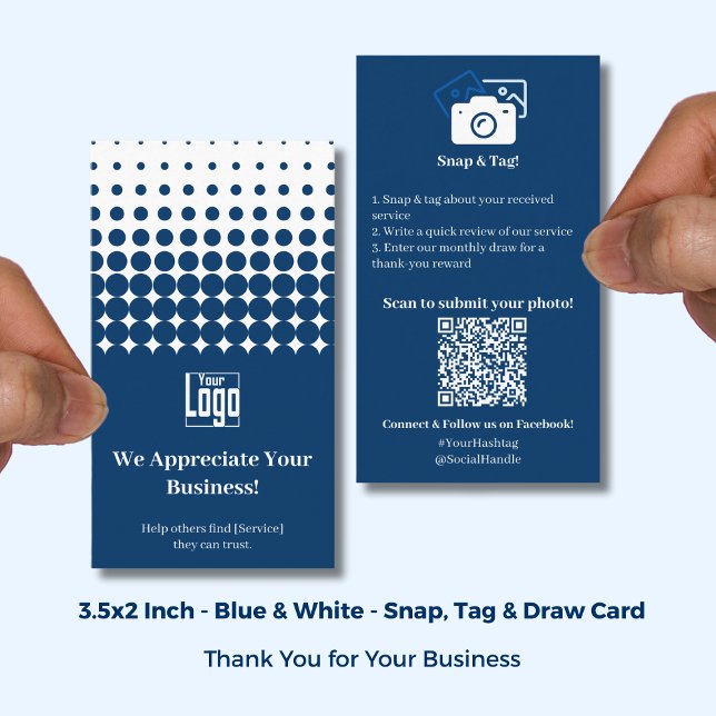 Snap Tag User Content Thank You Referral Card (Snap Tag User Content Thank You Referral Card; Size: 3.5x2 Inch, Portrait Format)