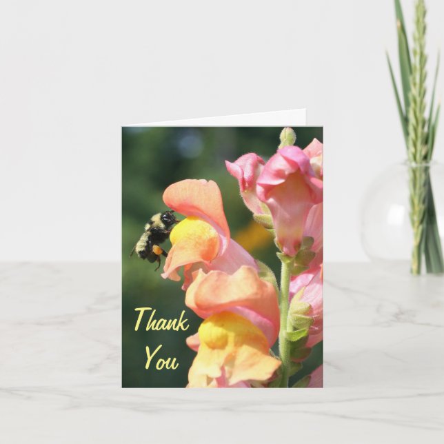 Snapdragon And Bee Floral Thank You Card (Front)