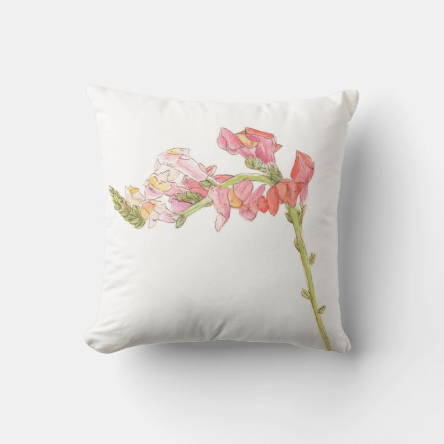 Snapdragon and Cornflower  Throw Pillow (Front)