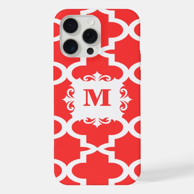 Snapdragon Coral Moroccan Tile Personalized iPhone Case (Back)