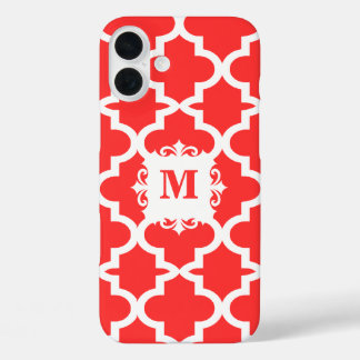 Snapdragon Coral Moroccan Tile Personalized iPhone 16 Plus Case