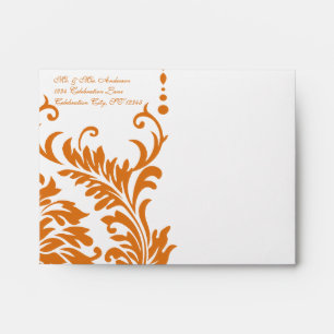 Snapdragon Coral Vintage Damask Envelopes