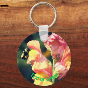Snapdragon Flower And Bumble Bee Personalized Keychain