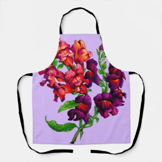 snapdragon flowers print apron