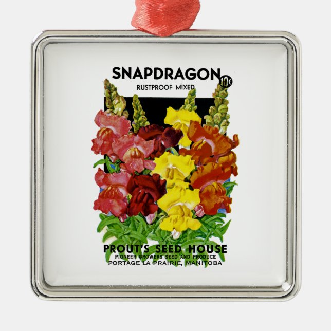Snapdragon Vintage Seed Packet Metal Ornament (Front)