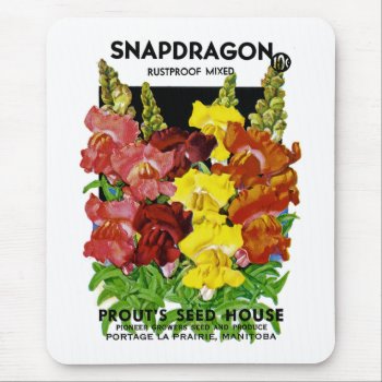 Snapdragon Vintage Seed Packet Mouse Pad by SunshineDazzle at Zazzle