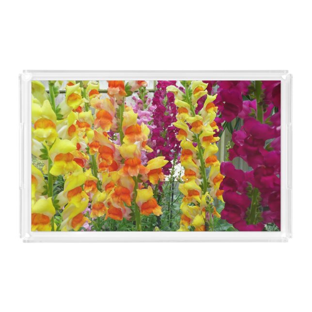 Snapdragons Colorful Floral Acrylic Tray (Front)