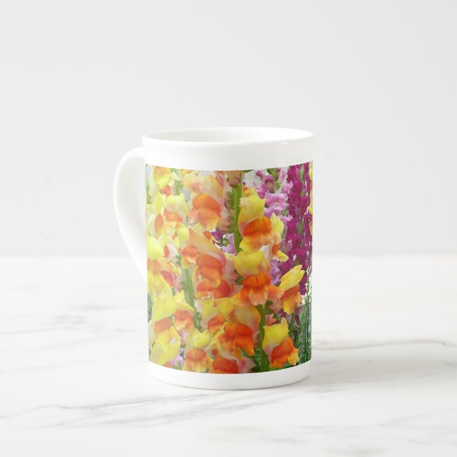 Snapdragons Colorful Floral Bone China Mug (Front Left)