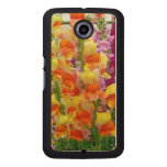 Snapdragons Colorful Floral Carved Wood Google Nexus 6 Case