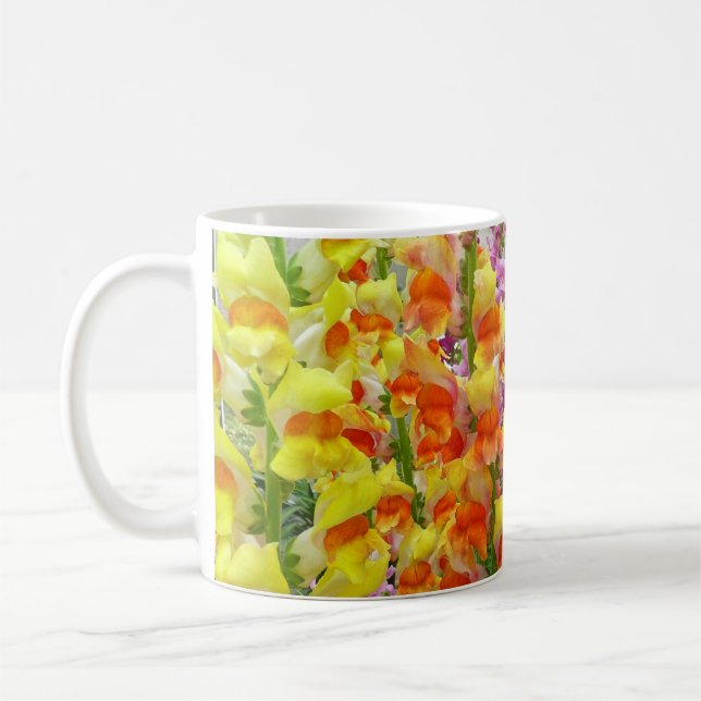 Snapdragons Colorful Floral Coffee Mug (Left)