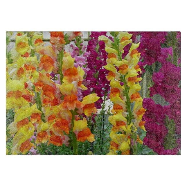 Snapdragons Colorful Floral Cutting Board (Front)