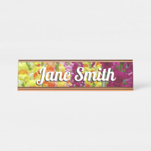 Snapdragons Colorful Floral Desk Name Plate