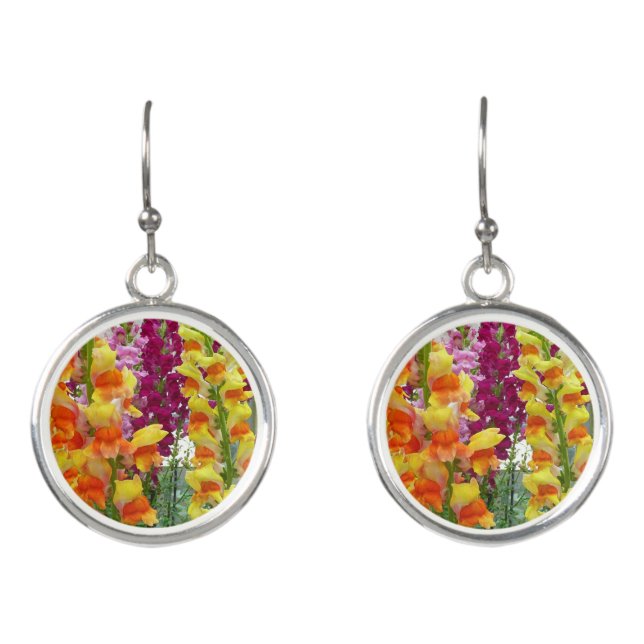 Snapdragons Colorful Floral Earrings (Front)