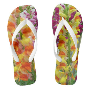 Snapdragons Colorful Floral Flip Flops