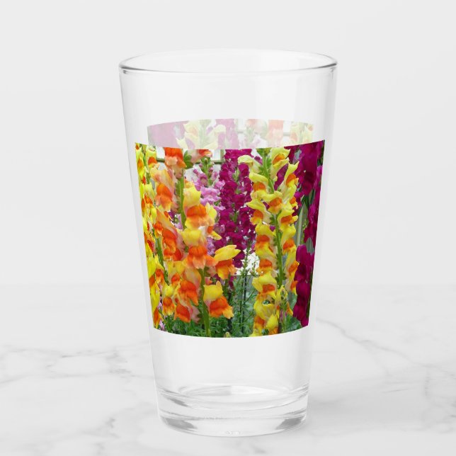 Snapdragons Colorful Floral Glass (Front)