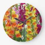 Snapdragons Colorful Floral Large Clock