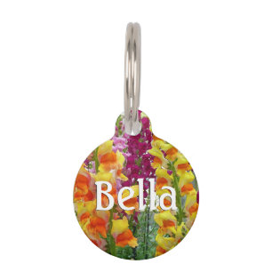 Snapdragons Colorful Floral Pet ID Tag