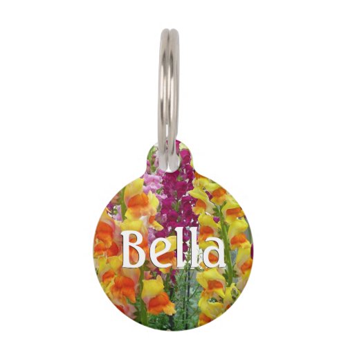 Snapdragons Colorful Floral Pet ID Tag
