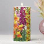 Snapdragons Colorful Floral Pillar Candle