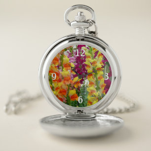 Snapdragons Colorful Floral Pocket Watch