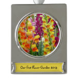 Snapdragons Colorful Floral Silver Plated Banner Ornament