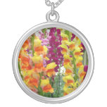 Snapdragons Colorful Floral Silver Plated Necklace