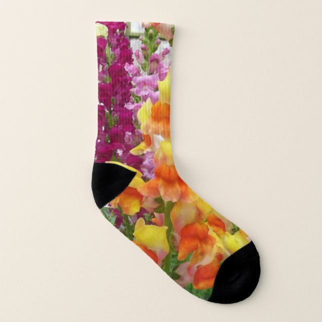 Snapdragons Colorful Floral Socks (Left Inside)