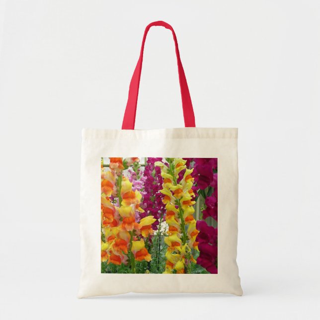 Snapdragons Colorful Floral Tote Bag (Front)