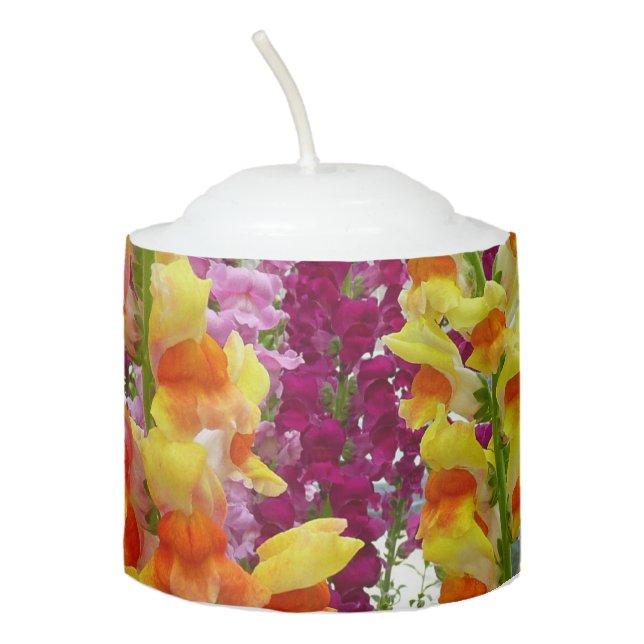 Snapdragons Colorful Floral Votive Candle (Front)