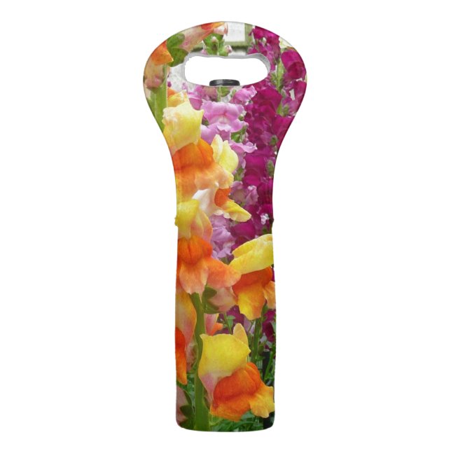 Snapdragons Colorful Floral Wine Bag (Front)