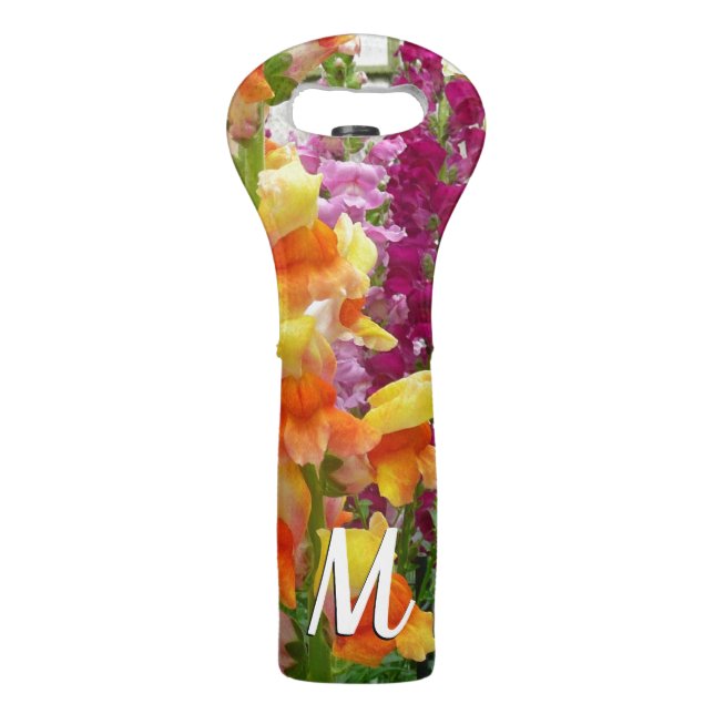 Snapdragons Colorful Floral Wine Bag (Front)