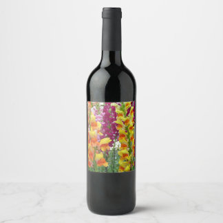 Snapdragons Colorful Floral Wine Label