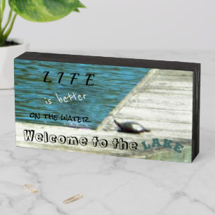 Snapper Turtle Dock  Wooden Box Sign
