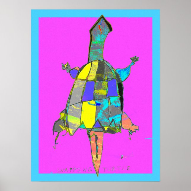 Snapping Turtle Abstract Art Poster (Front)