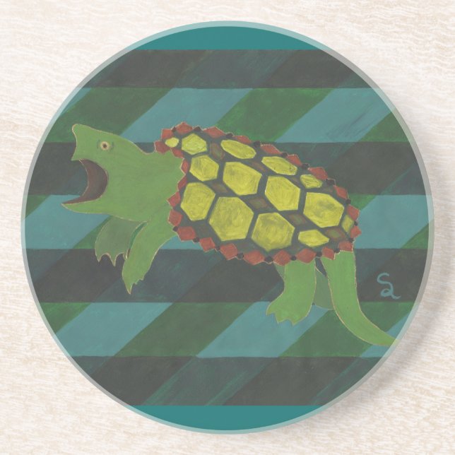 Snapping Turtle Drink Coaster (Front)