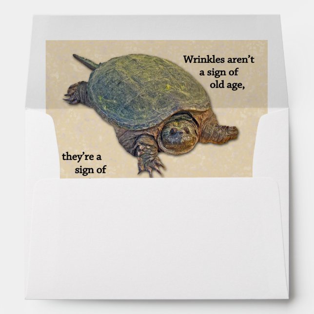 Snapping Turtle Wrinkled Old Age Wisdom Envelope (Back (Bottom))