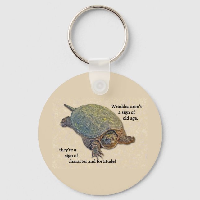Snapping Turtle Wrinkled Old Age Wisdom Keychain (Front)