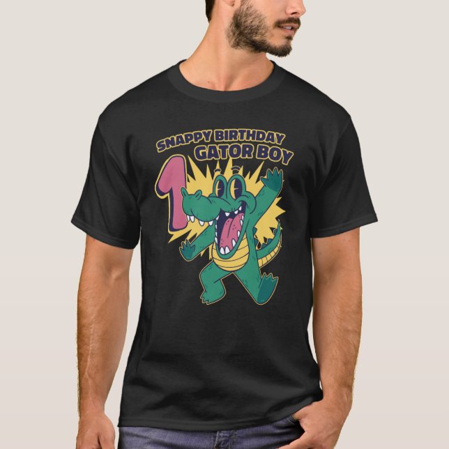 Snappy 1st Birthday Gator Boy Alligator Birthday T-Shirt (Front)