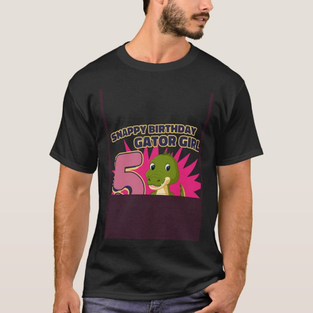 Snappy 6th Birthday Backprint Gator Girl  11 T-Shirt (Front)