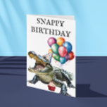 Snappy Birthday Alligator Funny Crocodile  Card<br><div class="desc">This design may be personalized by choosing the Edit Design option. You may also transfer onto other items. Contact me at colorflowcreations@gmail.com or use the chat option at the top of the page if you wish to have this design on another product or need assistance. See more of my designs...</div>