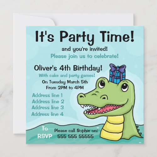 Snappy Birthday Crocodile Birthday Invitation