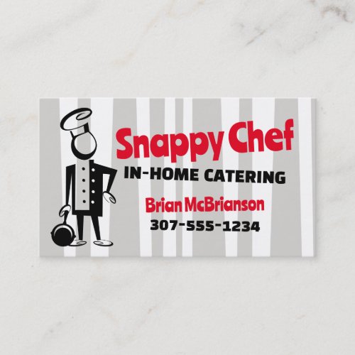 snappy chef retro stripe business card