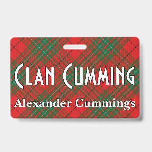 Snappy Clan Cumming Red Green Tartan Badge