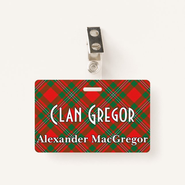 Snappy Clan Gregor MacGregor Tartan Badge (Front with Clip)