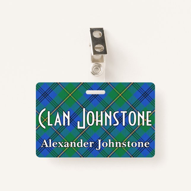 Snappy Clan Johnstone Johnston Tartan Badge (Front with Clip)
