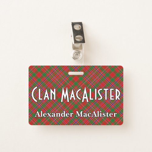 Snappy Clan MacAlister Tartan Badge