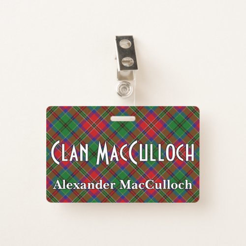 Snappy Clan MacCulloch Tartan Badge